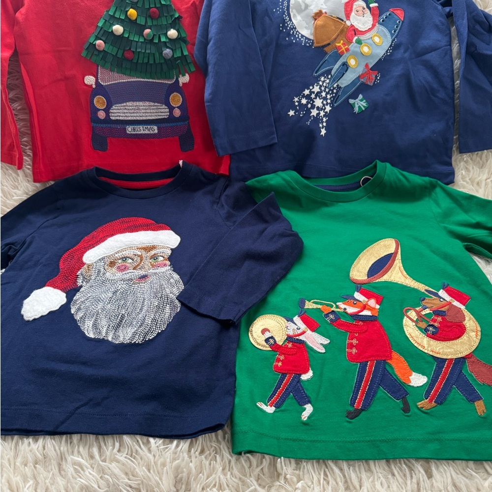 Mini Boden Festive Holiday Kids Long Sleeve Tops